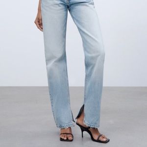 Zara straight leg jeans with slit